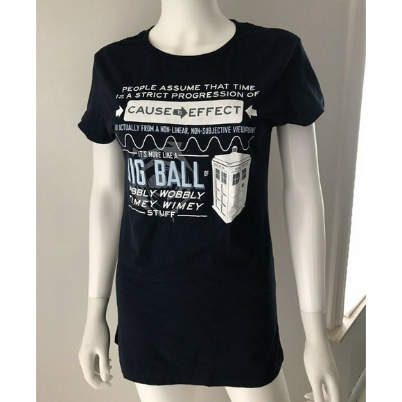 NWT Doctor Who Men's T- Shirt Slim Fit Navy Blue Short Sleeve Round Neck Size S - Picture 2 of 7